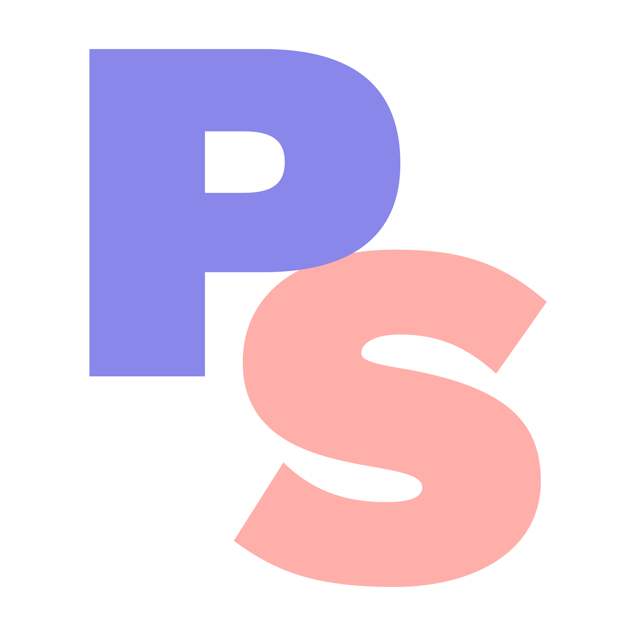 Logo mit den Buchstaben 'P' in Lila und 'S' in Rosa, die sich überlappen. Logo von panel.schule.